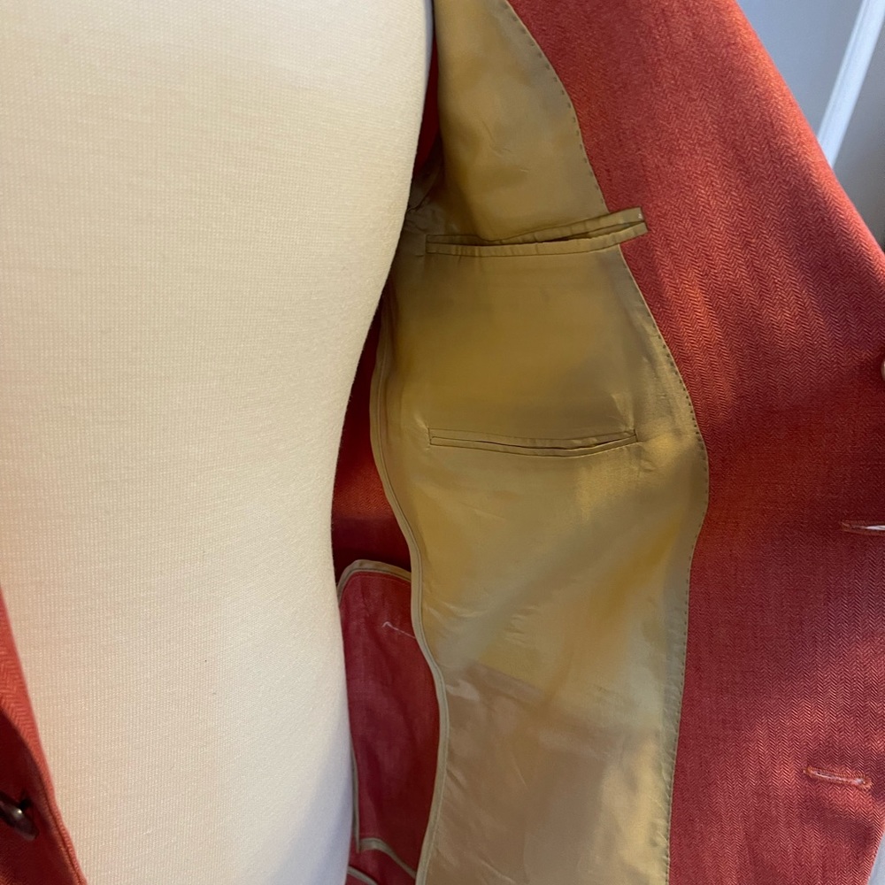 Maus & Hoffman Orange 100% Linen Blazer Sports Coat 42 Tall - Picture 10 of 16